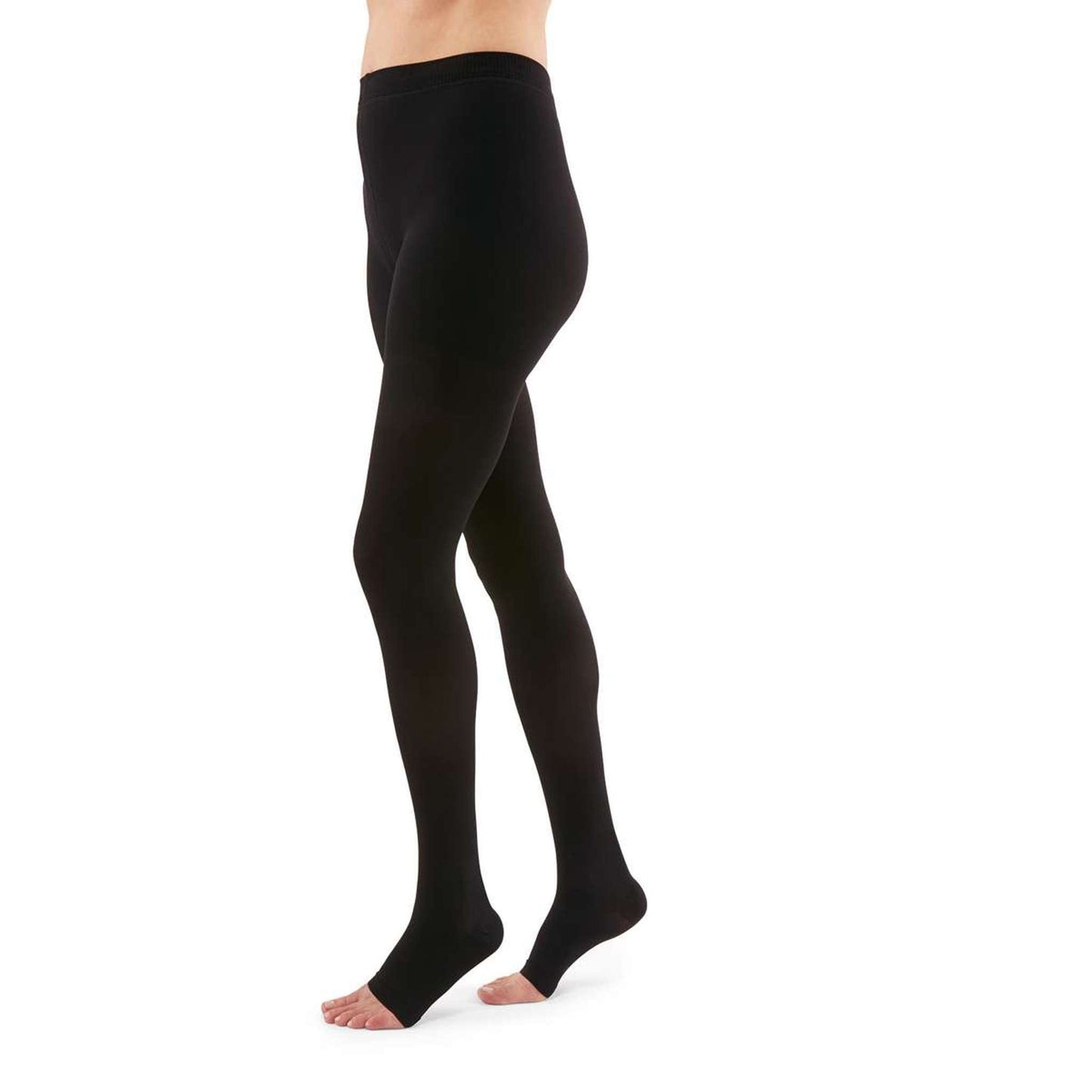 Duomed Advantage 15-20 mmHg Pantyhose, Open Toe, Black