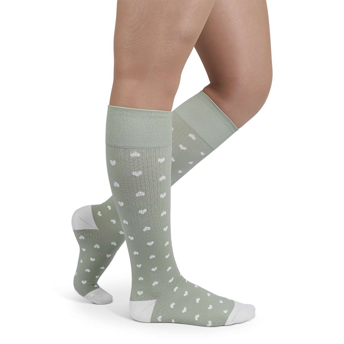 Rejuva Heart Knee High Compression Socks, Sage