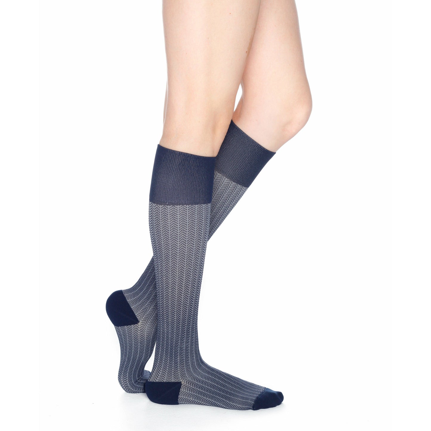 Rejuva Herringbone Knee High Compression Socks, Marine