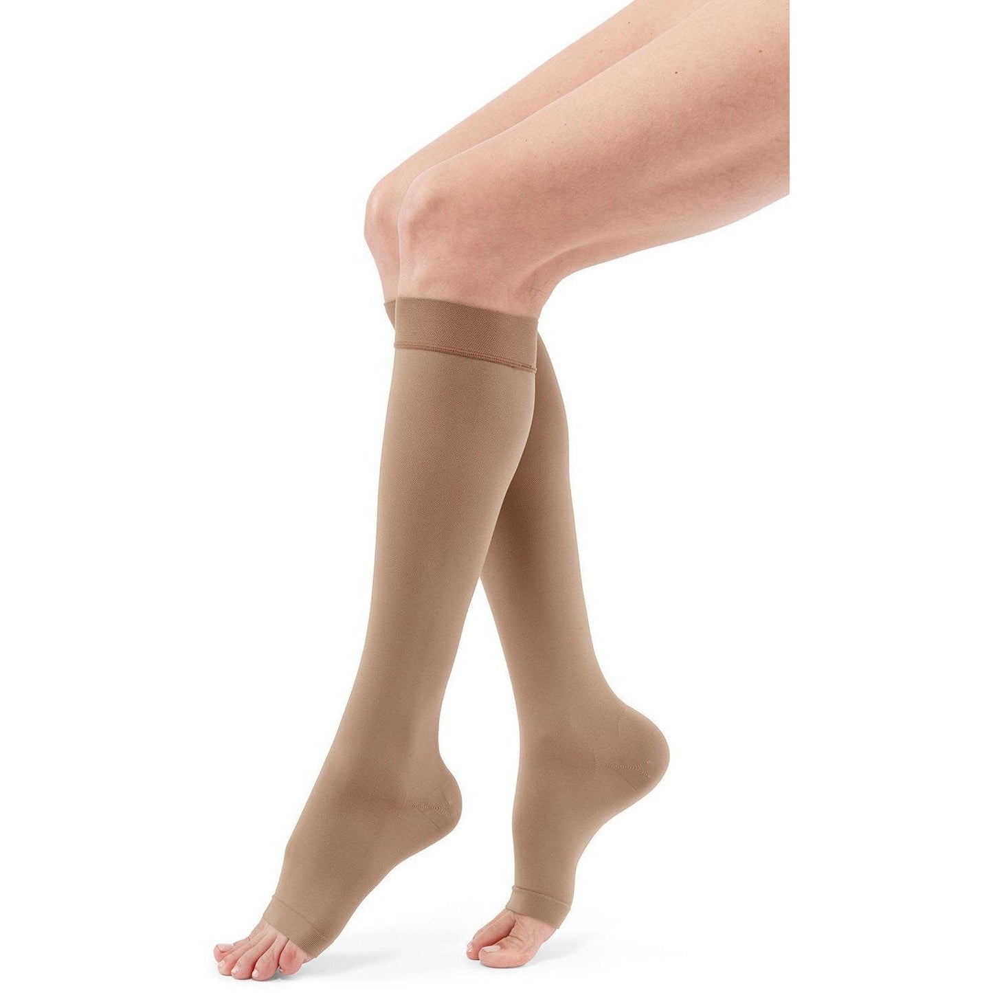 Duomed Advantage 20-30 mmHg Calf High, Open Toe, Almond