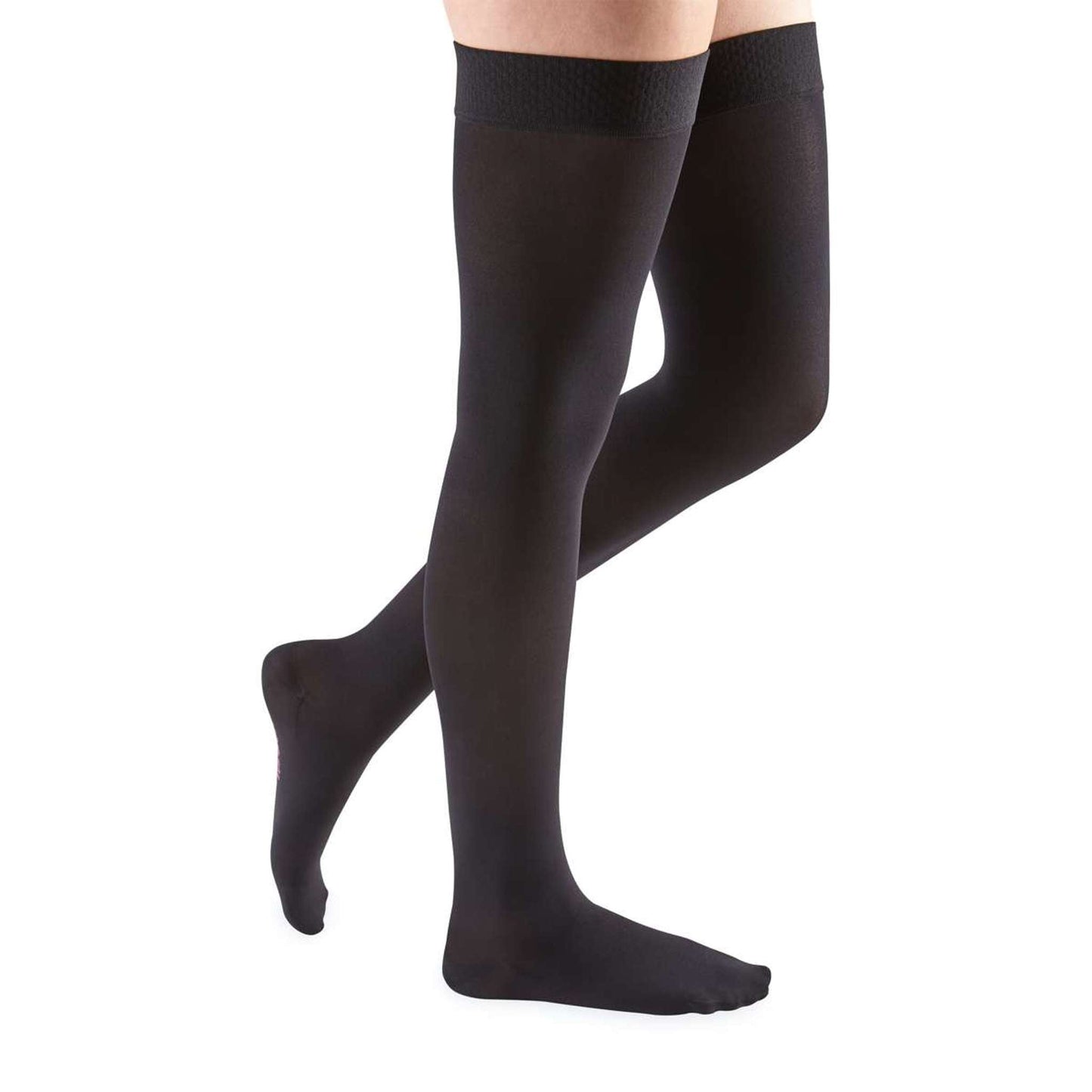 Mediven Comfort 15-20 mmHg Thigh High w/Beaded Silicone Top Band, Ebony