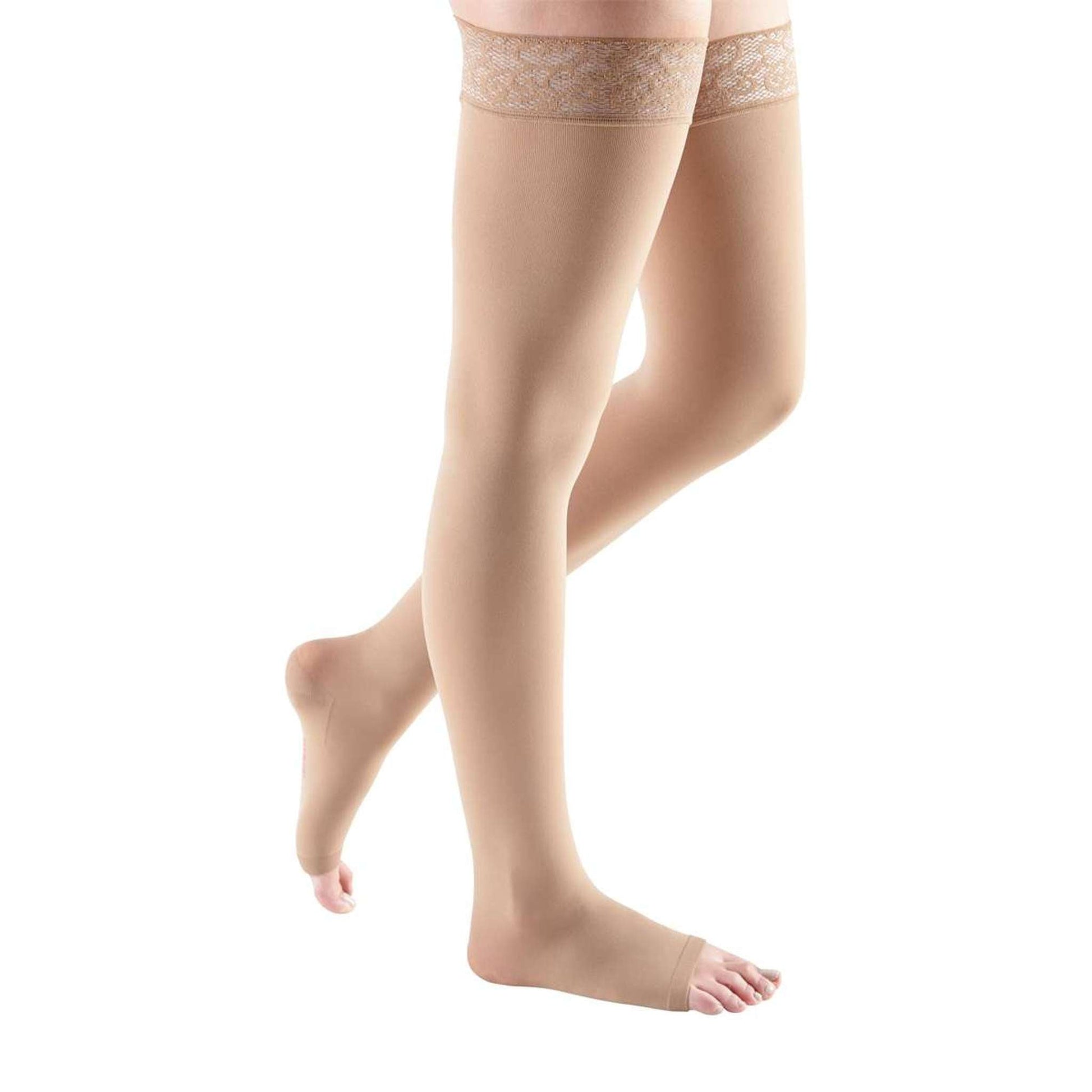 Mediven Comfort 15-20 mmHg Thigh w/Lace Top Band, Open Toe, Natural