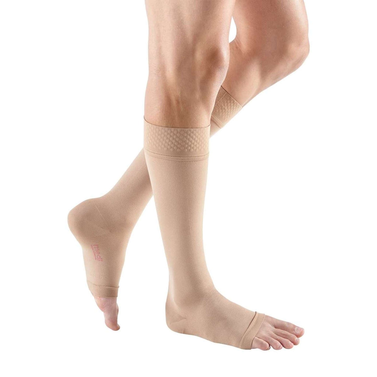 Mediven Forte 30-40 mmHg Calf High w/Silicone Top Band, Open Toe, Caramel