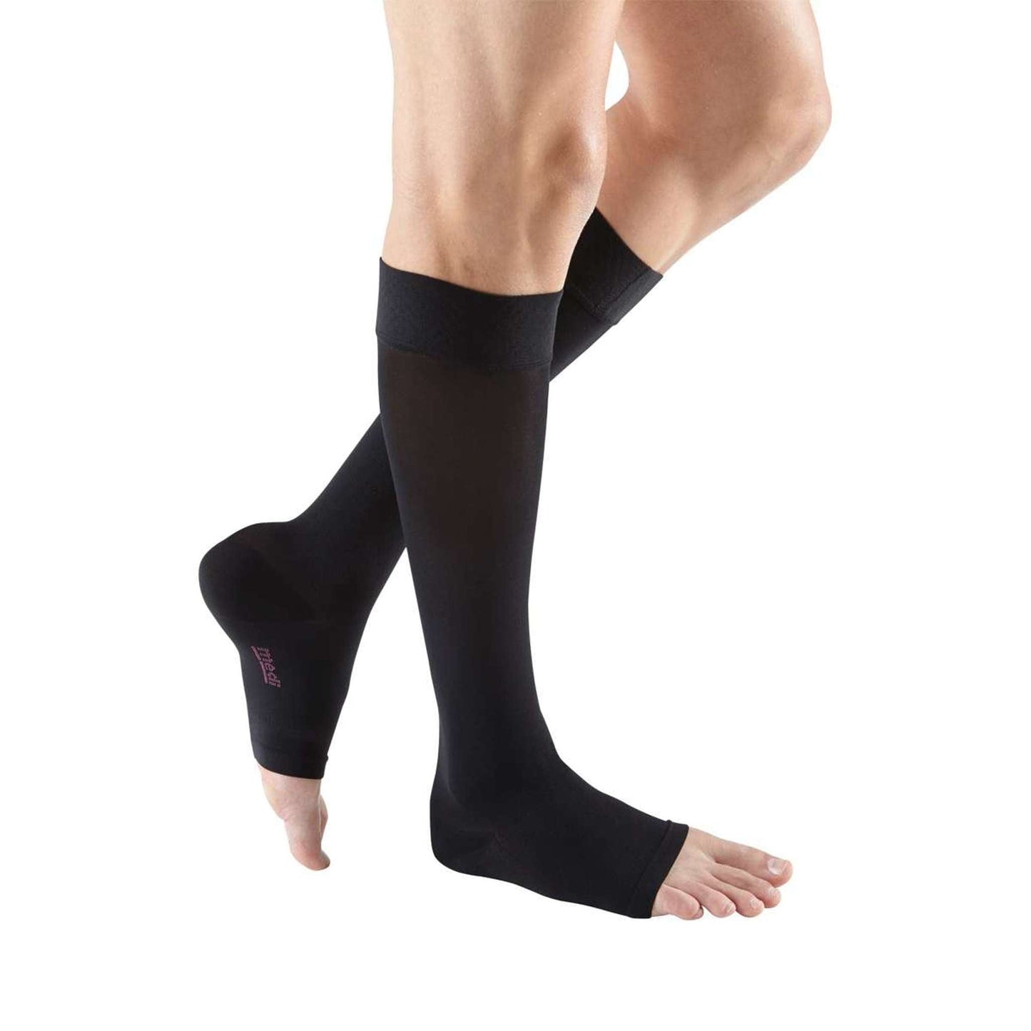 Mediven Plus 20-30 mmHg Calf High w/Silicone Top Band, Open Toe, Black