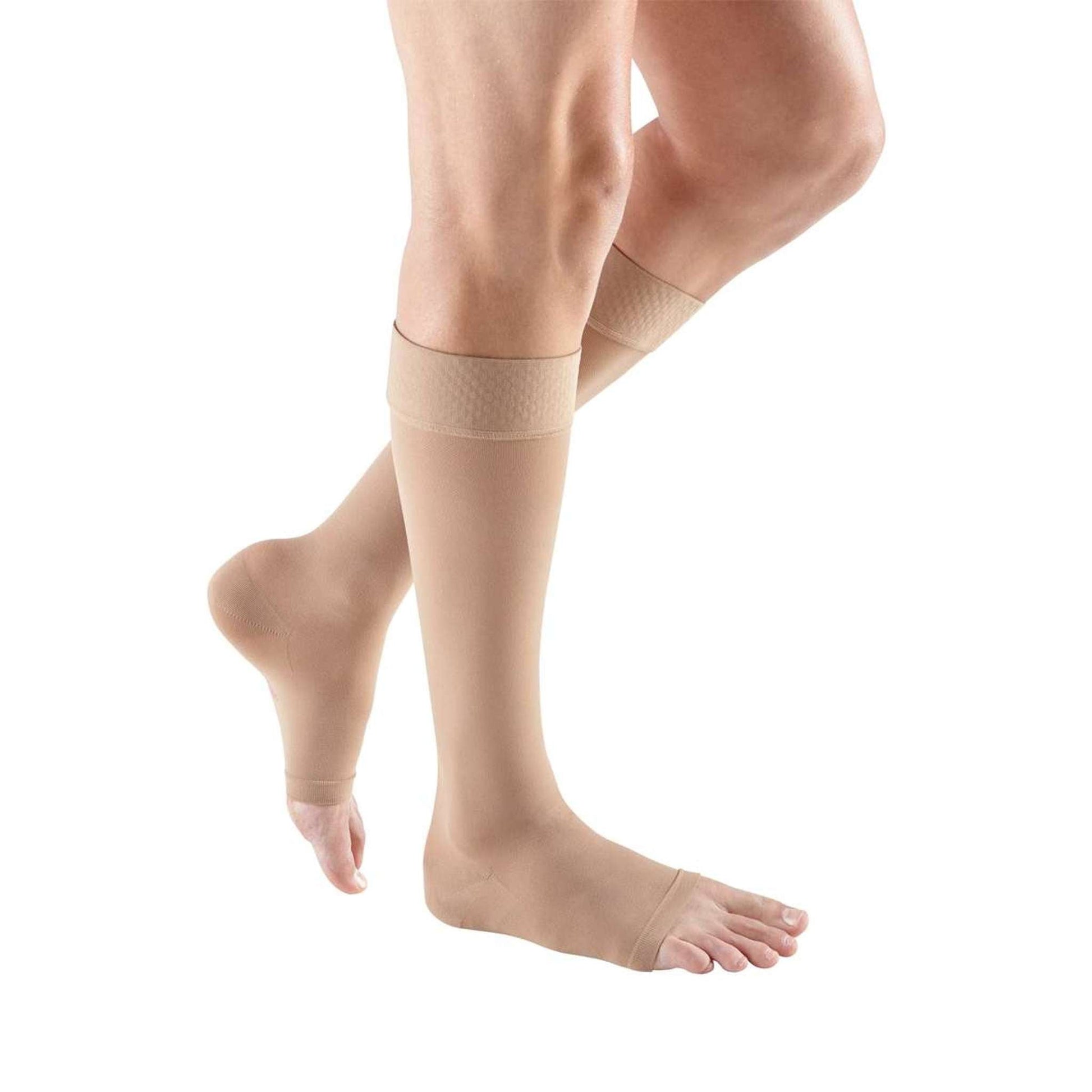 Mediven Plus 30-40 mmHg Calf High w/Silicone Top Band, Open Toe, Beige