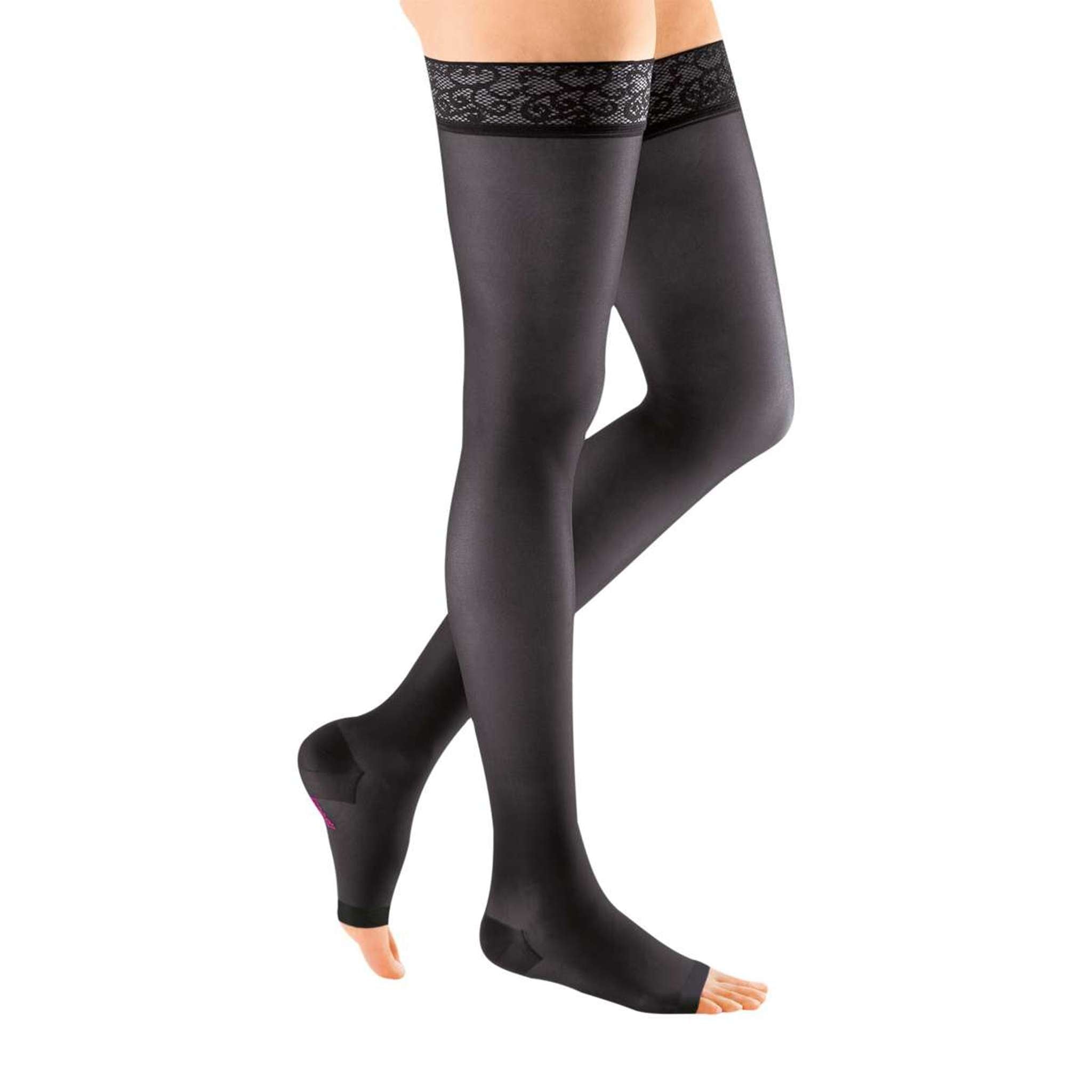mediven sheer & soft 20-30 mmHg Thigh High w/Lace Silicone Top Band ...