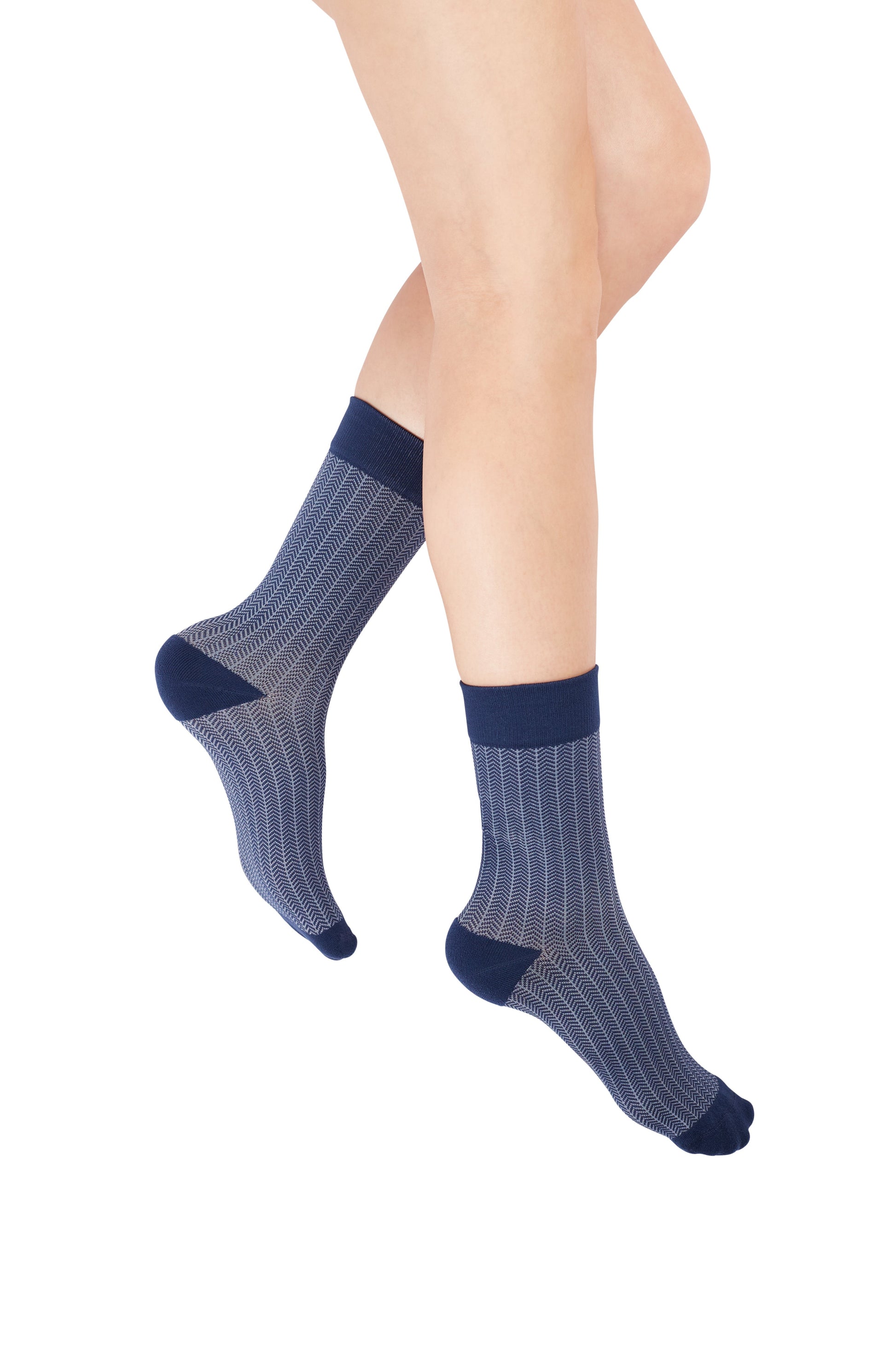 Herringbone Crew Compression Sock, Marine