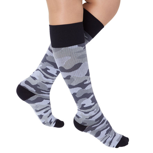 Rejuva Camo Knee High Compression Socks, Gray